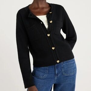 Black Gold-Button Knit Cardigan Sweater